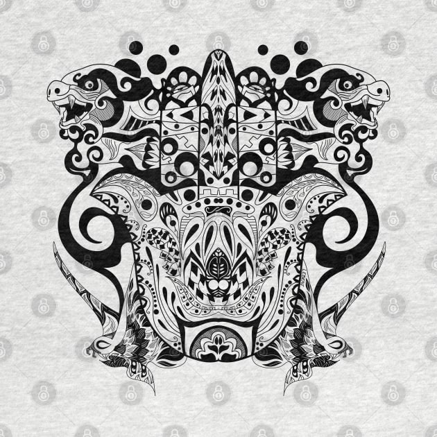 hand of the monsters in mantra mandala pattern ecopop by jorge_lebeau